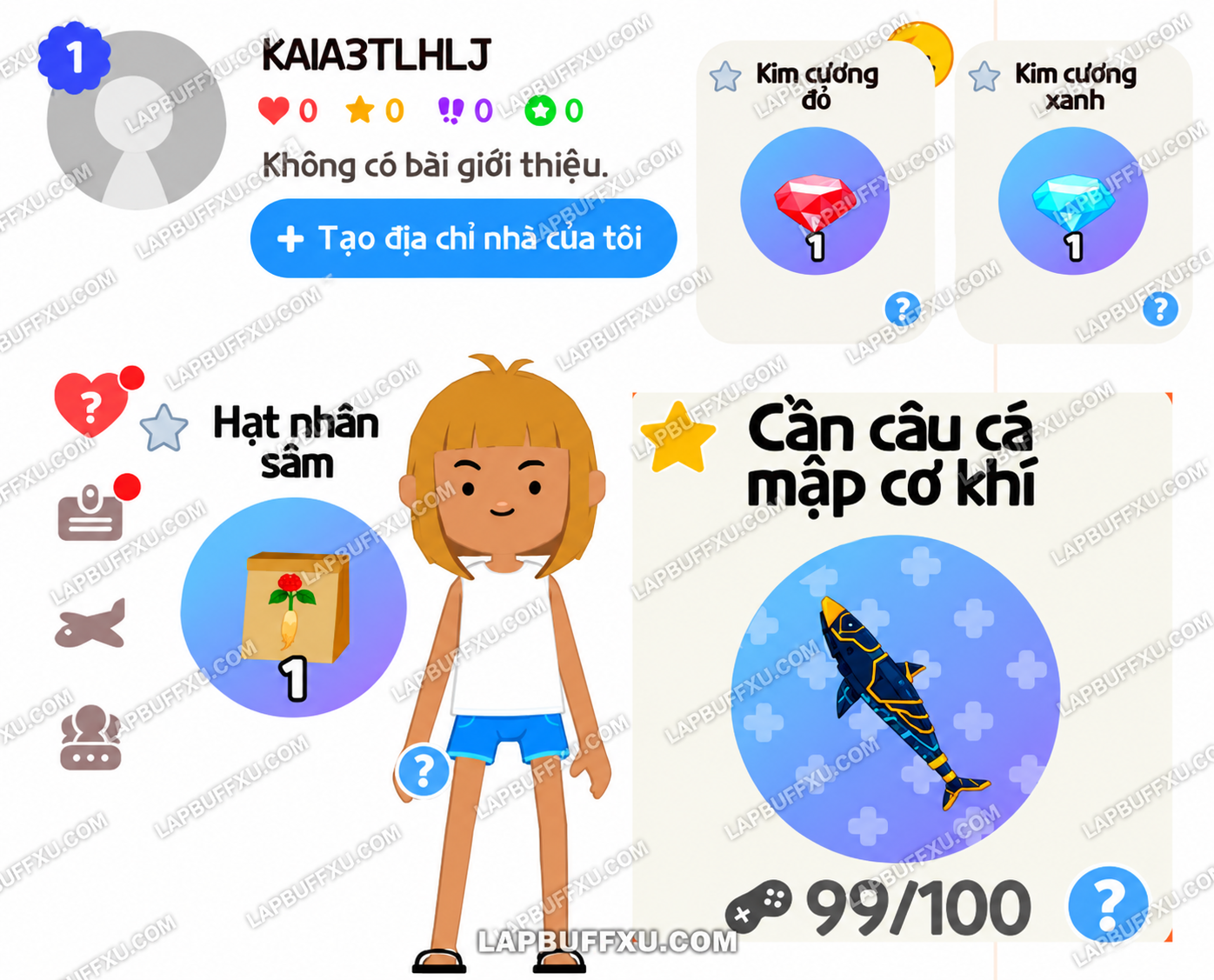 CƠ kHÍ + Kim Cương XANH - ĐỎ + SÂM  [MAIL TRẮNG TT]